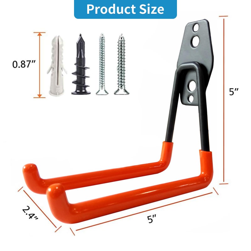 GeeWatom Garage Storage Utility Hooksï¼ŒGarage Garden Tool Organizerï¼ŒSteel Wall Mount Hooks, Large Garden U Hooks ï¼ˆ2 Packï¼‰ - Image 2